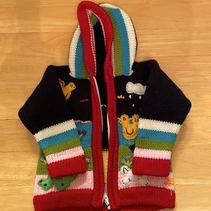 Handmade Peruvian Embroidered Baby multicolor Jacket Sweater Zip Up - NEW